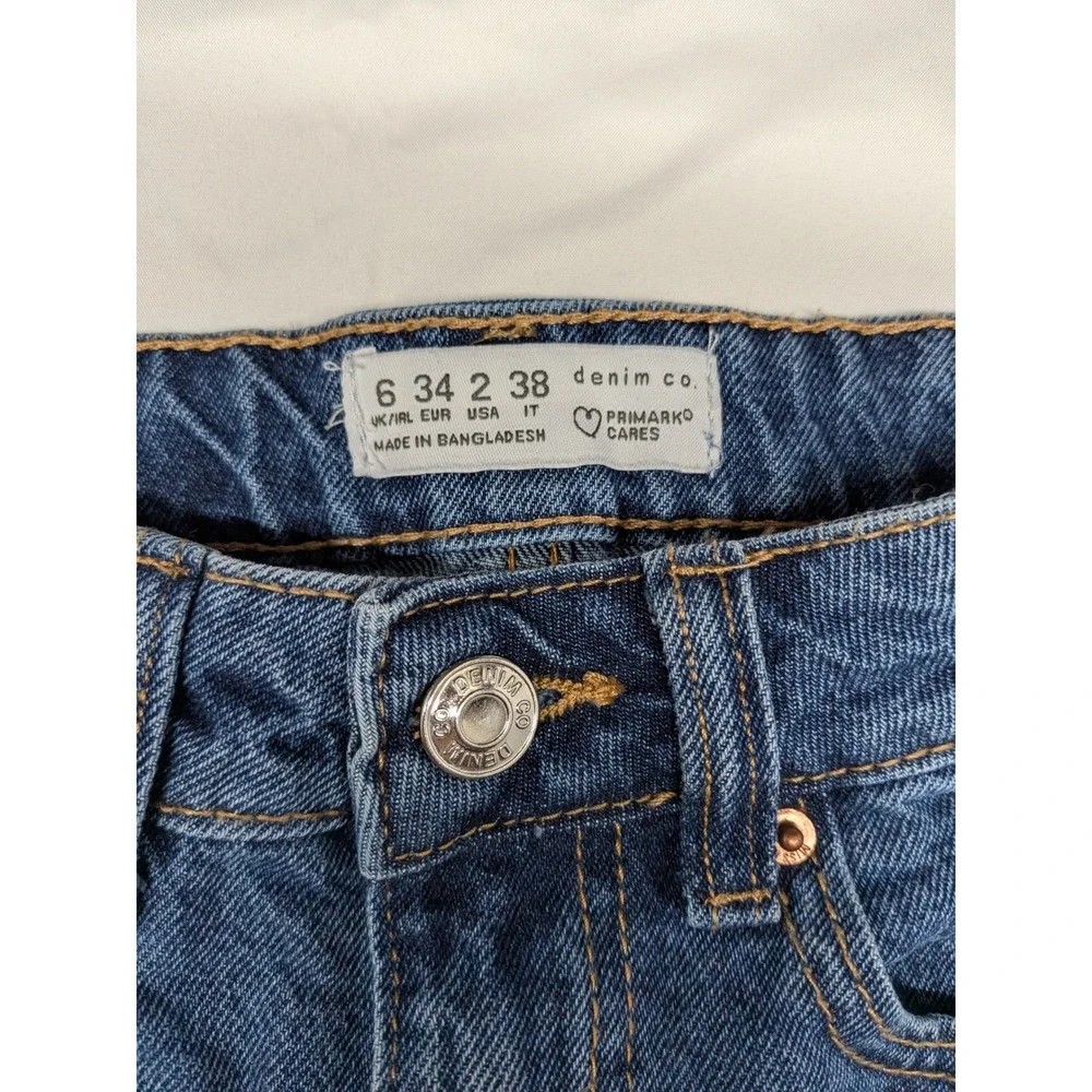 Primark Denim Co Womens High Waisted Cuffed Jean Shorts Blue Size 2 US